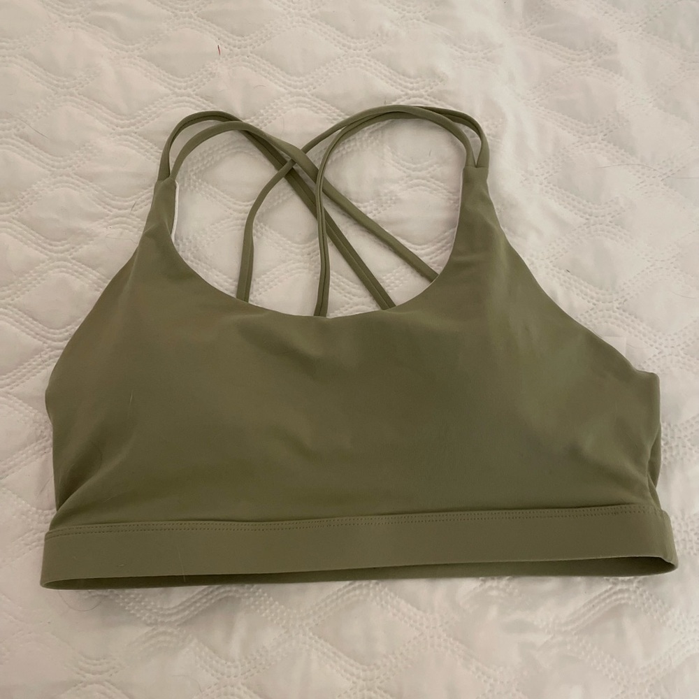 sports bra criss cross dusty green mesh high/medium impact size L